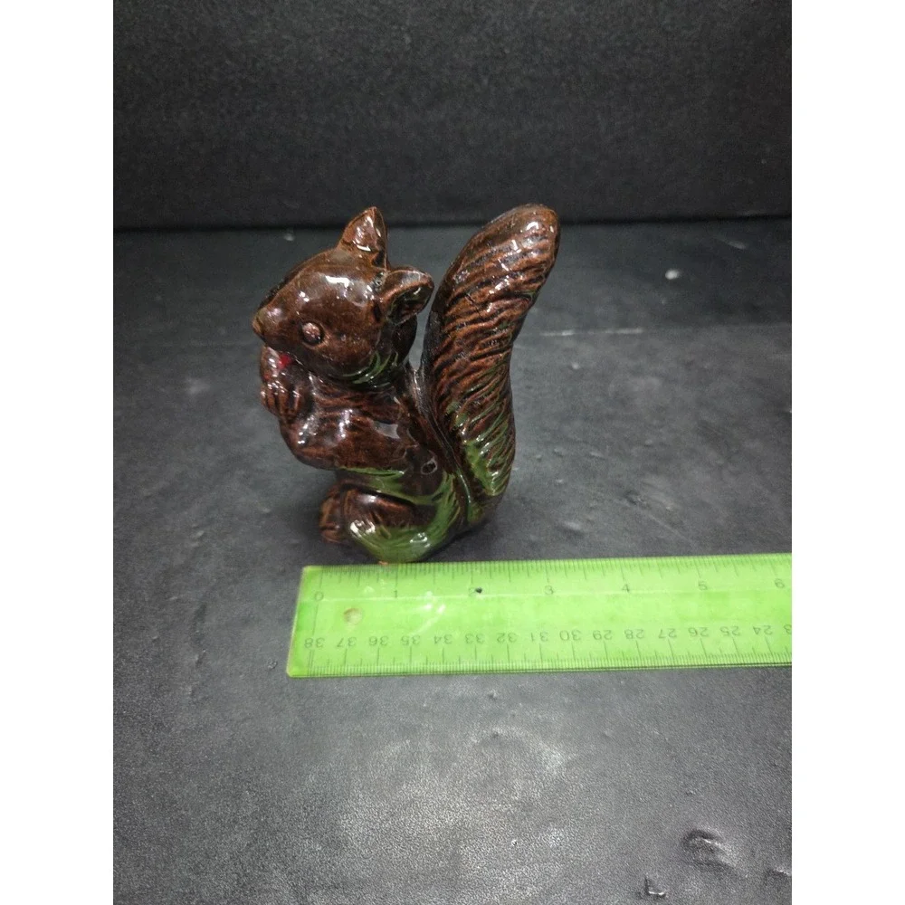 Japan‎ Bone China Acorn Squirrel Figurine, Miniature Vintage Decor, Brown Figure